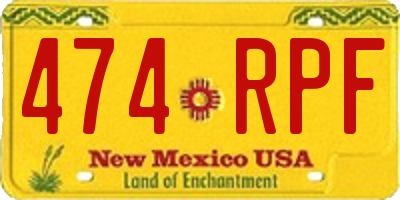 NM license plate 474RPF