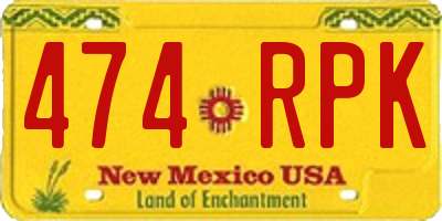 NM license plate 474RPK