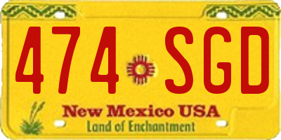 NM license plate 474SGD