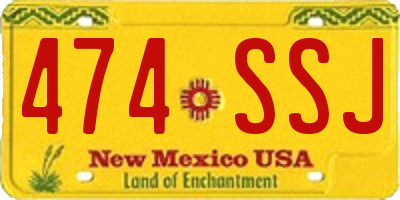 NM license plate 474SSJ