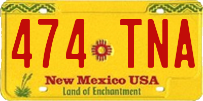 NM license plate 474TNA