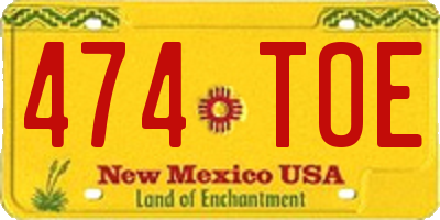 NM license plate 474TOE