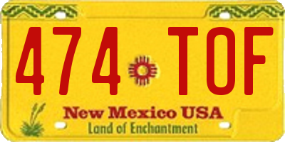 NM license plate 474TOF