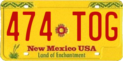 NM license plate 474TOG