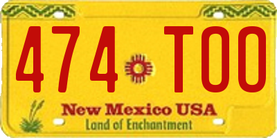 NM license plate 474TOO