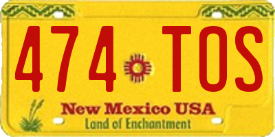 NM license plate 474TOS