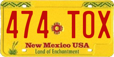 NM license plate 474TOX