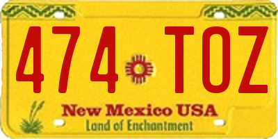 NM license plate 474TOZ