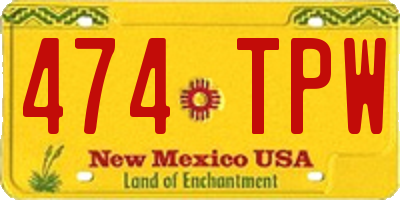 NM license plate 474TPW