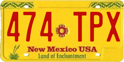 NM license plate 474TPX