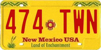 NM license plate 474TWN