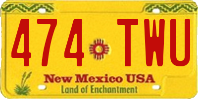 NM license plate 474TWU