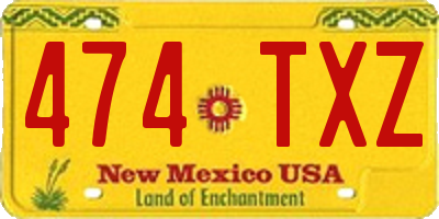 NM license plate 474TXZ