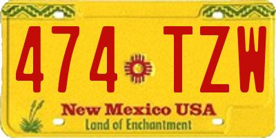 NM license plate 474TZW
