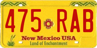NM license plate 475RAB