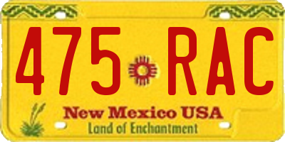 NM license plate 475RAC