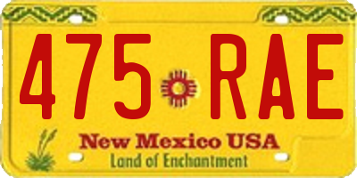 NM license plate 475RAE