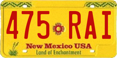 NM license plate 475RAI