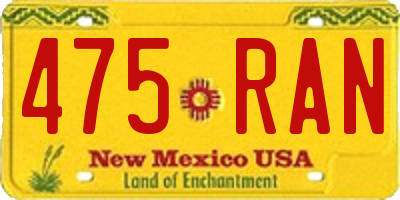 NM license plate 475RAN