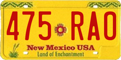 NM license plate 475RAO