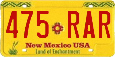 NM license plate 475RAR