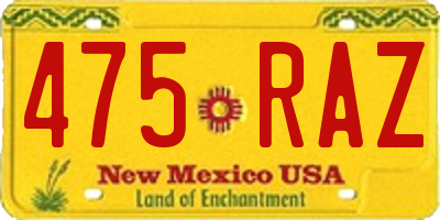NM license plate 475RAZ