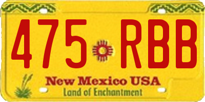 NM license plate 475RBB