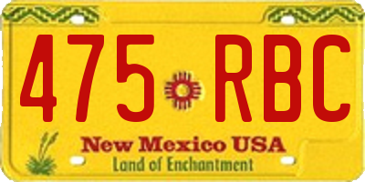 NM license plate 475RBC