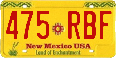 NM license plate 475RBF