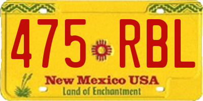 NM license plate 475RBL