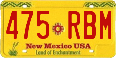 NM license plate 475RBM