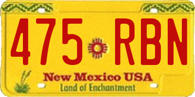 NM license plate 475RBN