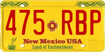 NM license plate 475RBP