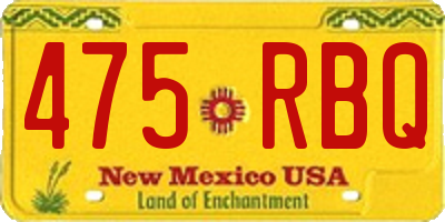 NM license plate 475RBQ