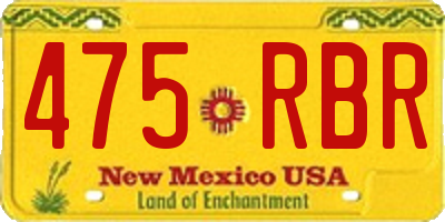 NM license plate 475RBR