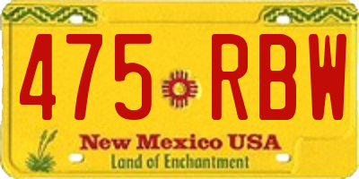 NM license plate 475RBW