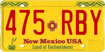 NM license plate 475RBY