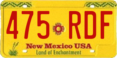 NM license plate 475RDF
