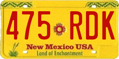 NM license plate 475RDK