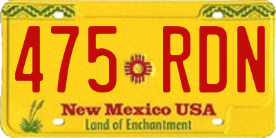 NM license plate 475RDN