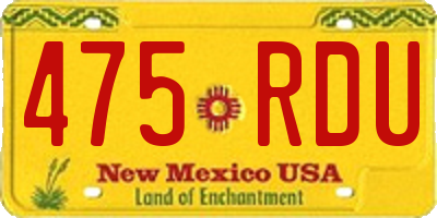 NM license plate 475RDU