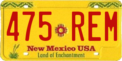 NM license plate 475REM