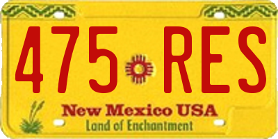 NM license plate 475RES