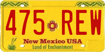 NM license plate 475REW
