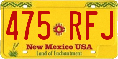 NM license plate 475RFJ