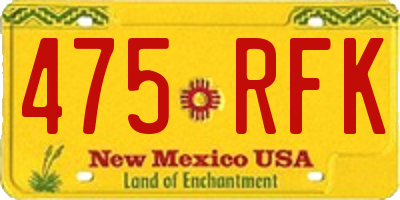 NM license plate 475RFK