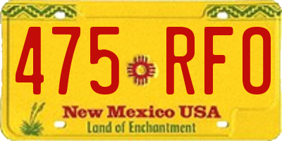 NM license plate 475RFO