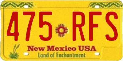 NM license plate 475RFS