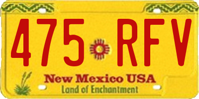NM license plate 475RFV