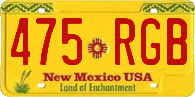 NM license plate 475RGB